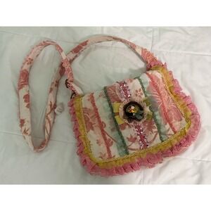 Beautiful New Vintage Coquette Floral Ruffle Messenger  Bag Cottagecore Purse
